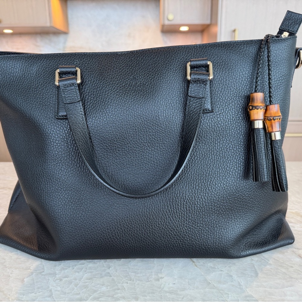 Gucci Black Leather Tote Bag